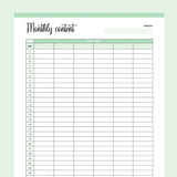Printable Monthly Content Tracker - Green