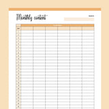 Printable Monthly Content Tracker - Orange
