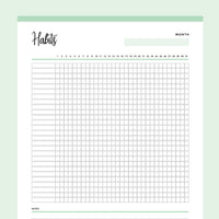 Printable monthly Habit Tracker - Green