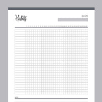 Printable monthly Habit Tracker - Grey