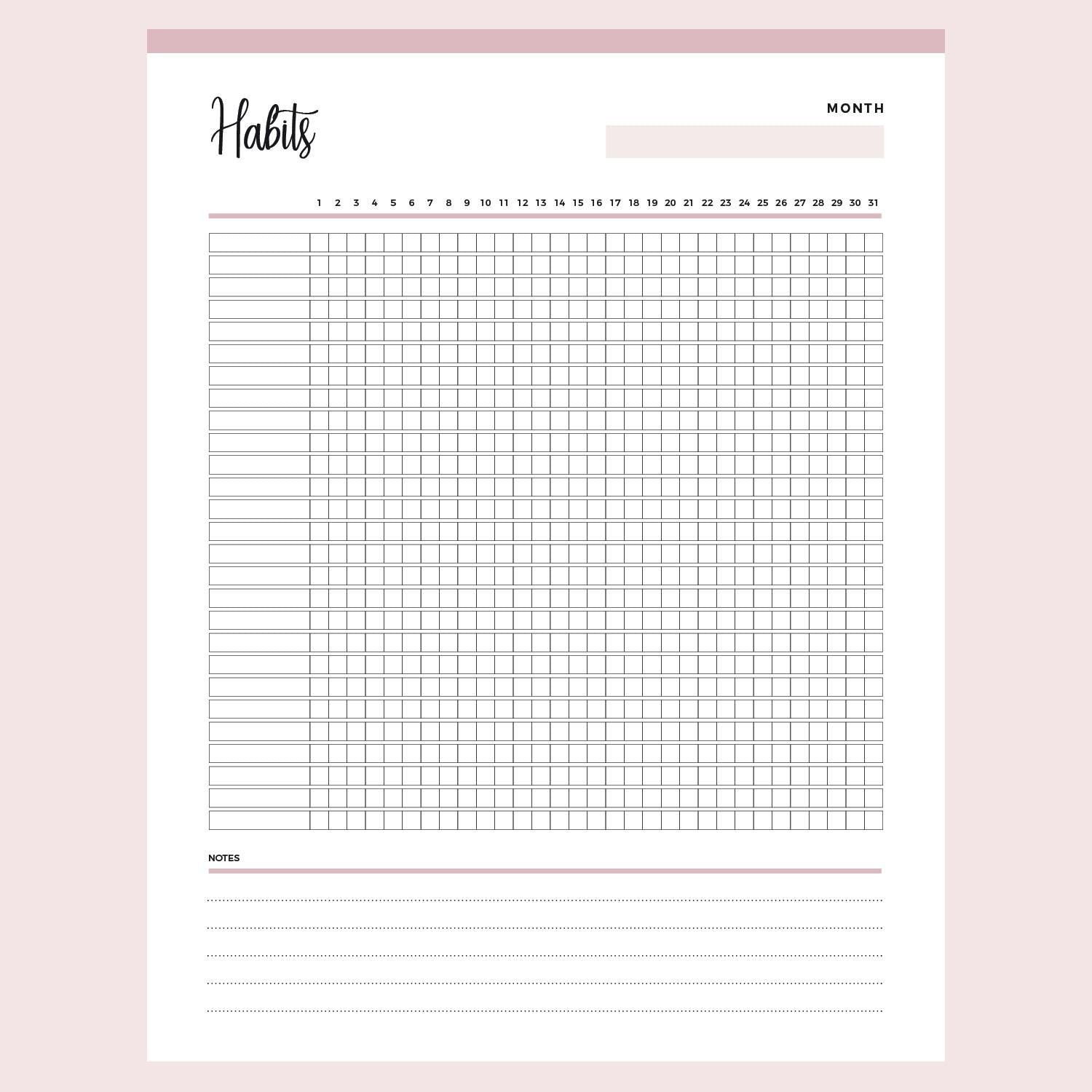 Printable Monthly Habit Tracker – Plan Print Land for 2025 Habit Tracker Free Printable