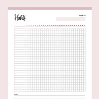 Printable monthly Habit Tracker - Pink