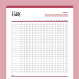 Printable monthly Habit Tracker - Red