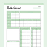 Printable Monthly Health Overview and Measurement Tracker - Green