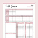 Printable Monthly Health Overview and Measurement Tracker - Pink