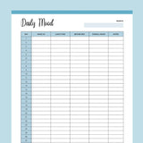 Printable Monthly Mood Tracker - Blue