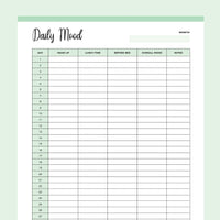 Printable Monthly Mood Tracker - Green