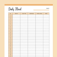 Printable Monthly Mood Tracker – Plan Print Land