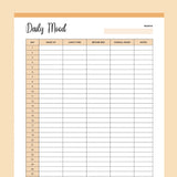 Printable Monthly Mood Tracker - Orange