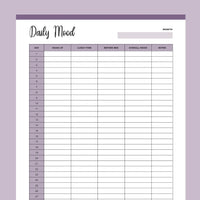 Printable Monthly Mood Tracker - Purple