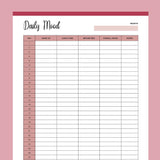 Printable Monthly Mood Tracker - Red