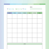 Printable Monthly Planner For Kids - Green and Blue Rainbow
