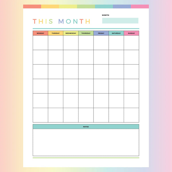 Printable Monthly Planner For Kids