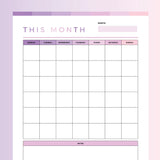 Printable Monthly Planner For Kids - Pink and Purple Rainbow