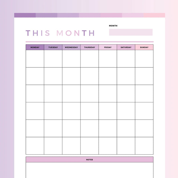 Printable Monthly Planner For Kids, Instant Download PDF