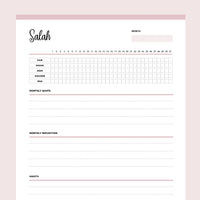 Printable Monthly Salah Tracker - Pink