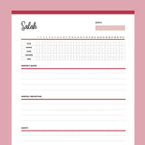 Printable Monthly Salah Tracker - Red