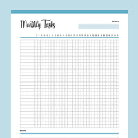 Printable Monthly Task Checklist - Blue
