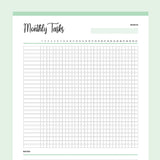 Printable Monthly Task Checklist - Green