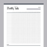 Printable Monthly Task Checklist - Grey