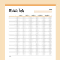 Printable Monthly Task Checklist - Orange