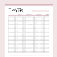 Pink Task Checklist Printable Monthly Task Checklist – Plan Print Land