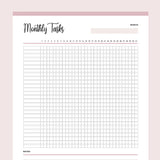 Printable Monthly Task Checklist - Pink