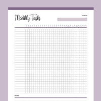 Printable Monthly Task Checklist - Purple