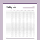 Printable Monthly Task Checklist - Purple