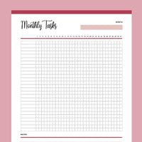 Printable Monthly Task Checklist - Red