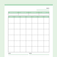 Printable Monthly Weight Loss Tracking Calendar - Green