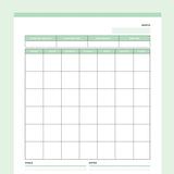 Printable Monthly Weight Loss Tracking Calendar - Green