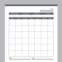Printable Monthly Weight Loss Tracking Calendar - Grey