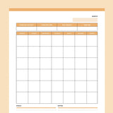 Printable Monthly Weight Loss Tracking Calendar - Orange