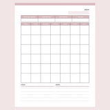 Printable Monthly Weight Loss Tracking Calendar
