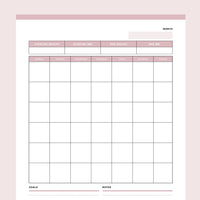 Printable Monthly Weight Loss Tracking Calendar - Pink