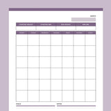 Printable Monthly Weight Loss Tracking Calendar - Purple