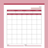 Printable Monthly Weight Loss Tracking Calendar - Red