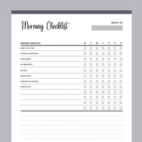 Printable Morning Organization Checklists - Grey