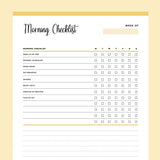 Printable Morning Organization Checklists - Yellow