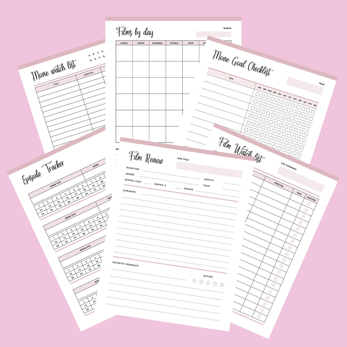 Printable Movie and TV Journal | Instant Download PDF | 15 PAGES – Plan ...