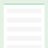 Printable Music Notes 5 Stave - Green