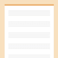 Printable Music Notes 5 Stave - Orange