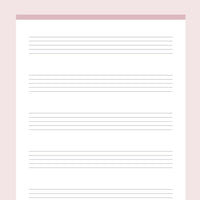Printable Music Notes 5 Stave - Pink