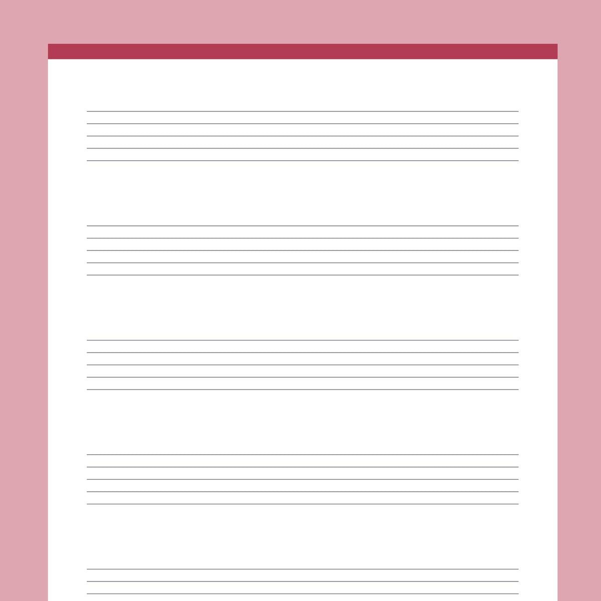 Printable Music Notes 5 Stave Plan Print Land