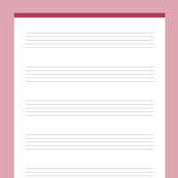 Printable Music Notes 5 Stave - Red