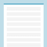 Printable Music Notes 9 Stave - Blue