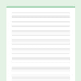 Printable Music Notes 9 Stave - Green