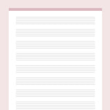 Printable Music Notes 9 Stave - Pink