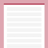 Printable Music Notes 9 Stave - Red
